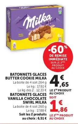 Super U Batonnets glaces butter cookie milka offre