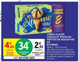 Intermarché Express Extrême cônes glacés chocolat pistache pépites de nougatine x8 offre