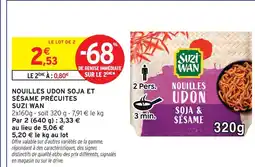 Intermarché Express Suzi wan nouilles udon soja et sésame précuites offre