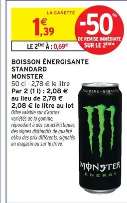 Intermarché Monster boisson énergisante standard offre