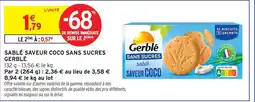 Intermarché Gerblé sablé saveur coco sans sucres offre
