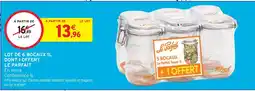 Intermarché Le parfait lot de 6 bocaux 1l dont 1 offert offre