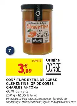 Intermarché Charles antona confiture extra de corse clémentine igp de corse offre
