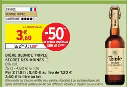 Intermarché Secret des moines bière blonde triple offre