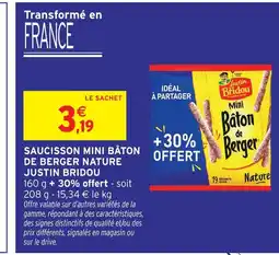 Intermarché Justin bridou mini bâton de berger nature offre