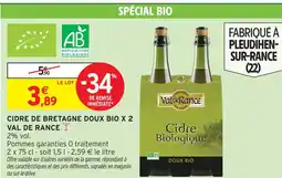Intermarché Val de france cidre de bretagne doux bio x 2 offre