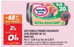 Netto Handy bag sacs poubelle poignées coulissantes ultra résistant 30l x15 offre