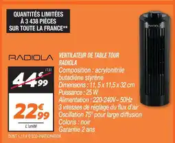 Netto Radiola ventilateur de table tour offre
