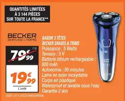 Netto Becker shaves & trims rasoir 3 têtes offre