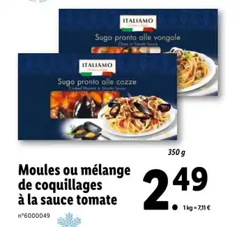 Lidl Moules ou mélange de coquillages à la sauce tomate offre
