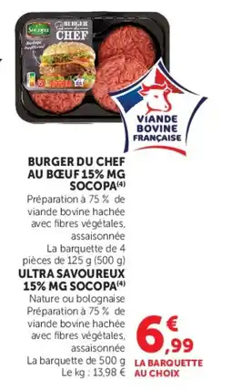 Super U Burger du chef au bœuf 15% mg socopa offre