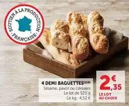 Super U 4 demi baguettes offre