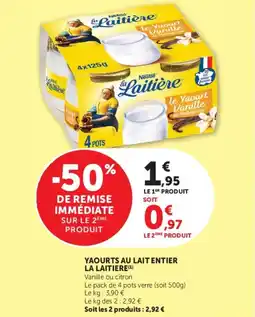 U Express Yaourts au lait entier la laitiere offre
