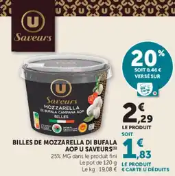 U Express Billes de mozzarella di bufala aop u saveurs offre
