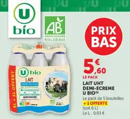 U Express Lait uht demi-ecreme u bio offre