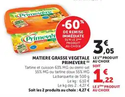 U Express Matiere grasse vegetale primevere offre