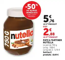 U Express Pate a tartiner nutella offre