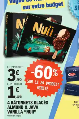 E.Leclerc Express 4 bâtonnets glacés almond & java vanilla nuii offre