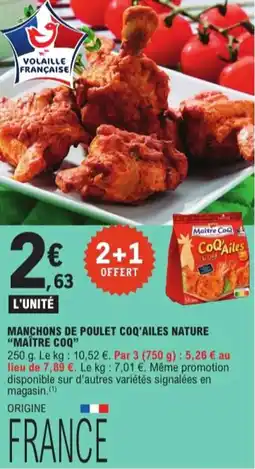 E.Leclerc Express Manchons de poulet coq'ailes nature maître coq offre