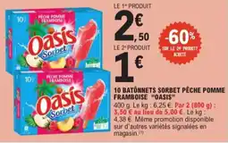 E.Leclerc Express 10 batonnets sorbet pêche pomme framboise oasis offre