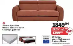 Conforama Canape convertible express 3 places alessia offre