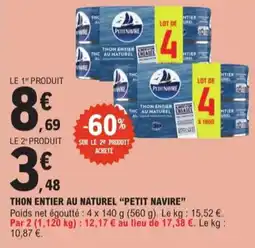 E.Leclerc Express Thon entier au naturel petit navire offre