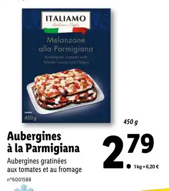 Lidl Aubergines à la Parmigiana offre