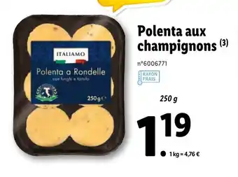 Lidl Polenta aux champignons offre
