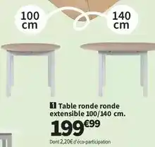 Conforama Table ronde ronde extensible offre