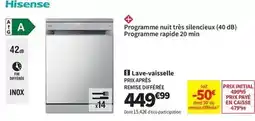 Conforama Hisense - lave-vaisselle prix apres remise differee offre