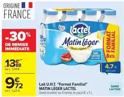Carrefour Lactel - lait u.h.t. format familial offre