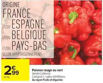 Carrefour Poivron rouge ou vert offre