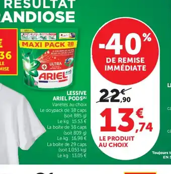 Hyper U Ariel Lessive pods offre