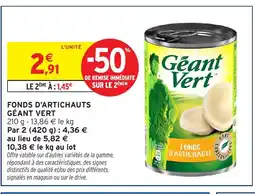 Intermarché GÉANT VERT Fonds d'artichauts offre