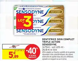Intermarché SENSODYNE Dentifrice soin complet triple action offre