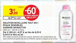 Intermarché GARNIER SKINACTIVE Solution micellaire tout en 1 peaux sensibles offre