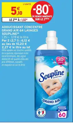 Intermarché SOUPLINE Adoucissant concentré grand air 64 lavages offre