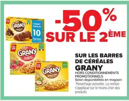 Carrefour GRANY Sur les barres de céréales offre