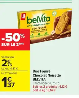 Carrefour BELVITA Duo Fourré Chocolat Noisette offre