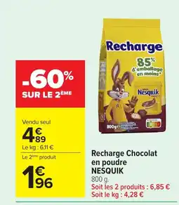 Carrefour NESQUIK Recharge Chocolat en poudre offre