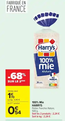 Carrefour HARRYS 100% mie offre