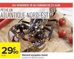 Carrefour Homard européen vivant offre