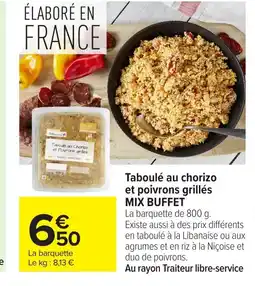 Carrefour MIX BUFFET Taboulé au chorizo et poivrons grillés offre