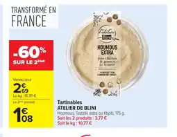 Carrefour ATELIER DE BLINI Tartinables offre
