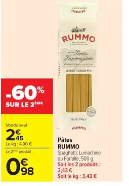 Carrefour RUMMO Pâtes offre
