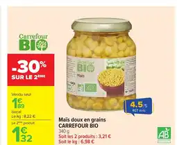 Carrefour CARREFOUR BIO Maïs doux en grains offre