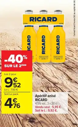 Carrefour RICARD Apéritif anisé offre