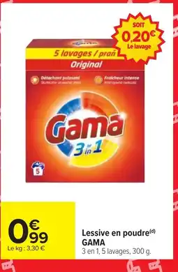 Carrefour GAMA Lessive en poudre offre