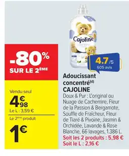 Carrefour CAJOLINE Adoucissant concentré offre