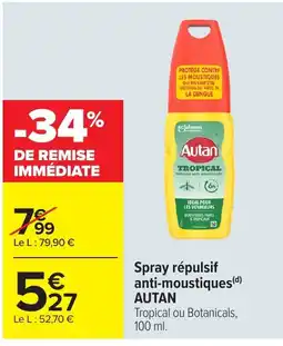 Carrefour AUTAN Spray répulsif anti-moustiques offre